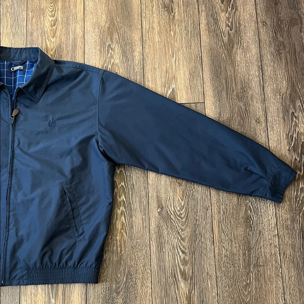 Chaps Flannel Lined Navy Blue Zip Up Jacket Mens Size Large